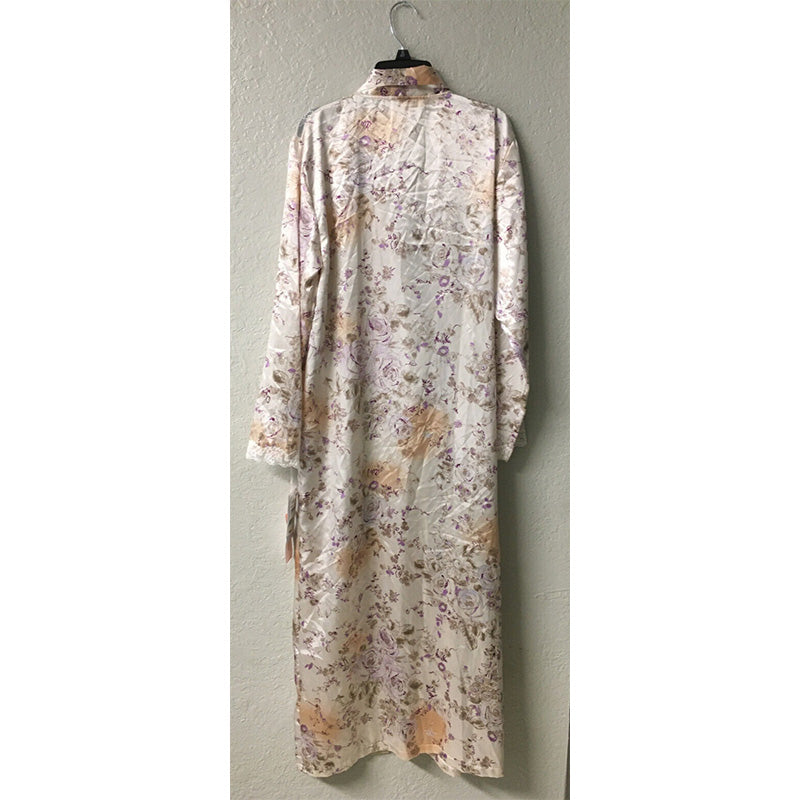 NWD Linea Donatella Women's Satin Floral-Print Robe L/XL