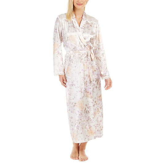 NWD Linea Donatella Women's Satin Floral-Print Robe L/XL