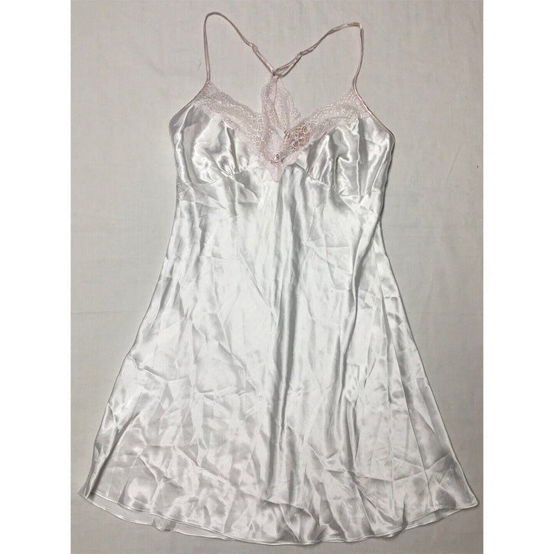 Linea Donatella Mrs. Embroidered Wrap Robe & Chemise Nightgown White M