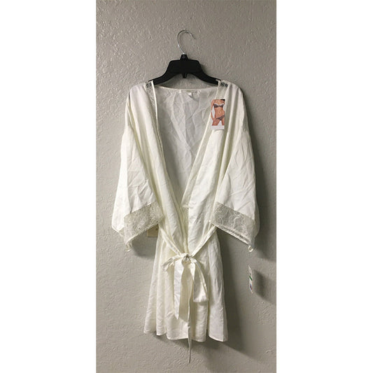 NWD Flora by Flora Nikrooz Lace-Trim Wrap Robe Ivory L/XL