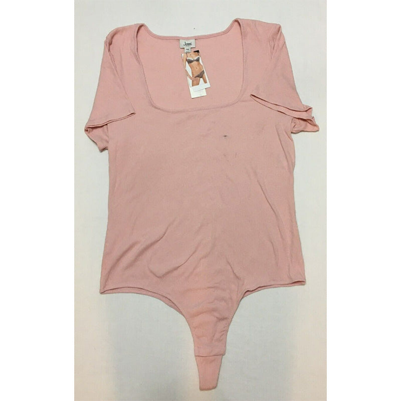 NWD Jenni Square Neck Ribbed Bodysuit Pink 3XL
