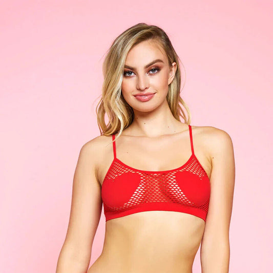 Glitter Open Heart Bra Red One Size