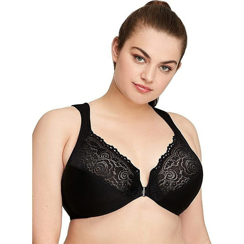 Glamorise Wonderwire Front-Closure Bra Black 42B