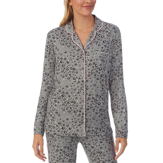 Cuddl Duds Knit Notch Collar Only Pajama Top Gray S