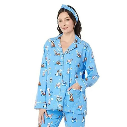 PJ Salvage Loungewear Flannels Only Pajama Top Blue XS