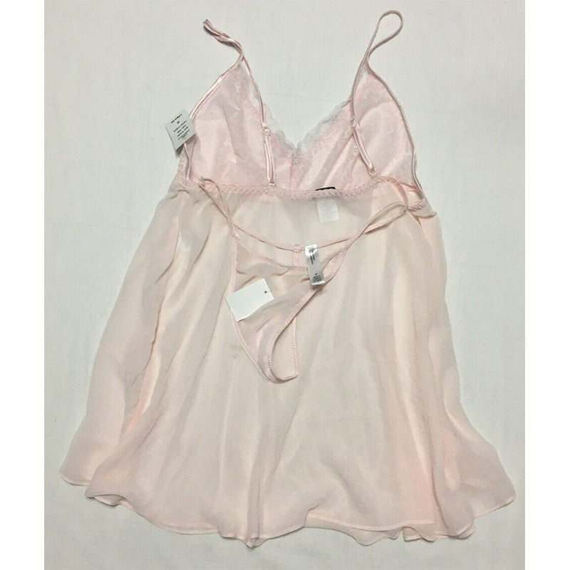 NWD Linea Donatella Lace-Trim Kimono Robe Lingerie Pink M