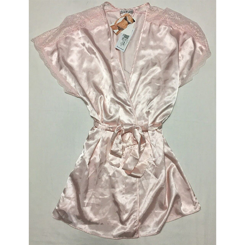 NWD Linea Donatella Lace-Trim Kimono Robe Lingerie Pink M