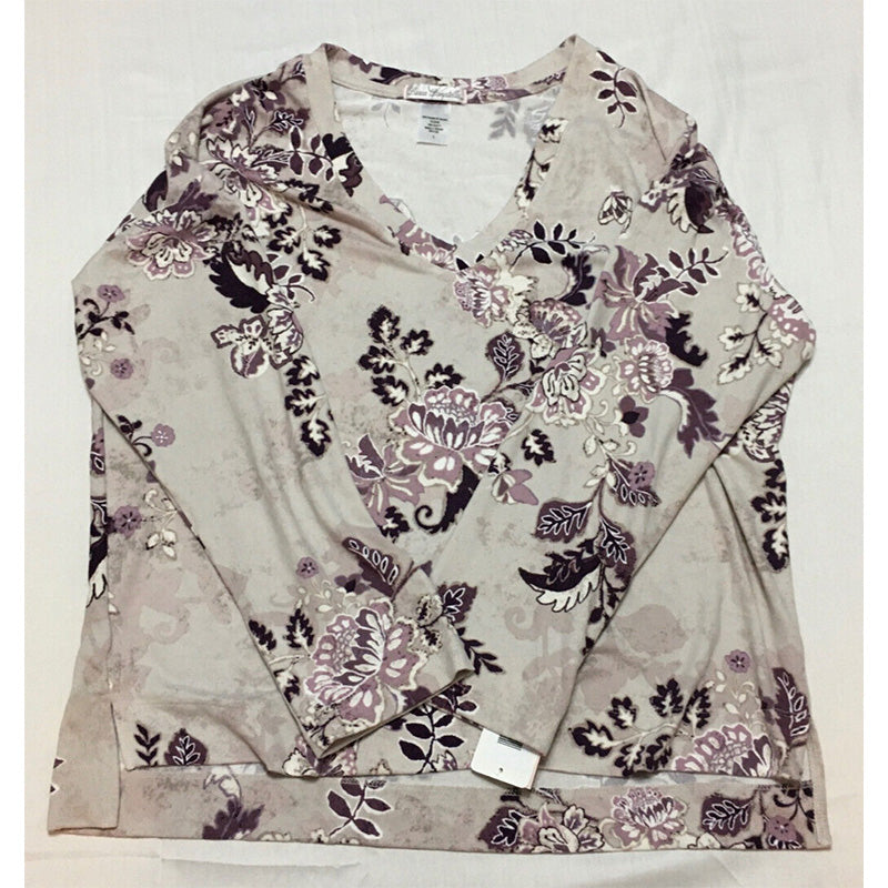 Linea Donatella Comfort Zone Printed Hacci Only Pajama Top White L