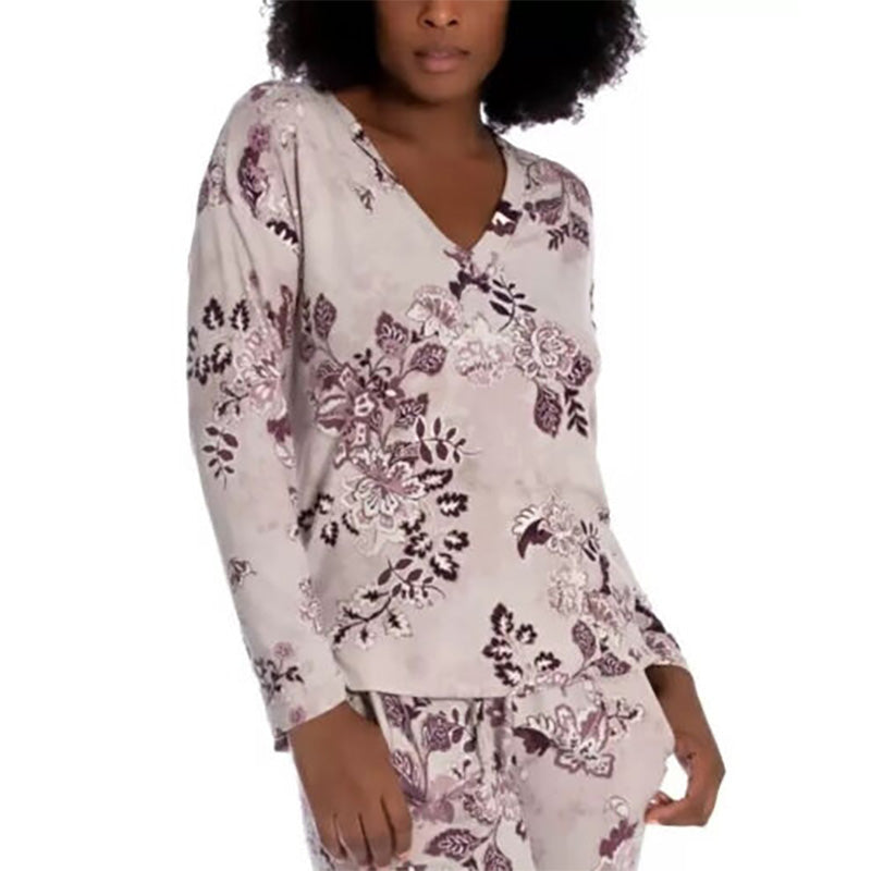 Linea Donatella Comfort Zone Printed Hacci Only Pajama Top White L