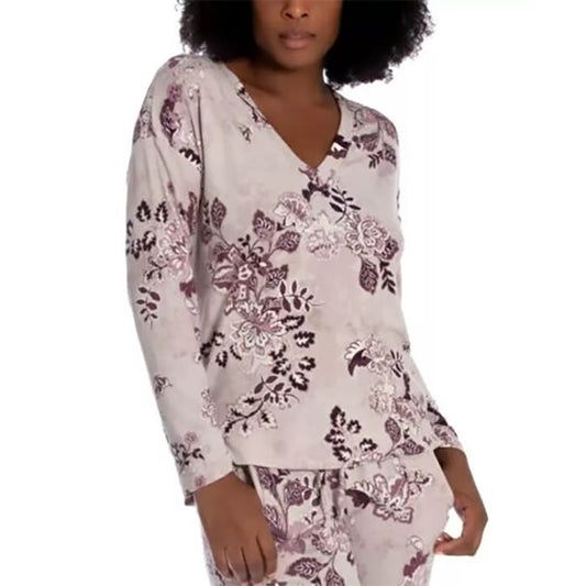 Linea Donatella Comfort Zone Printed Hacci Only Pajama Top White L
