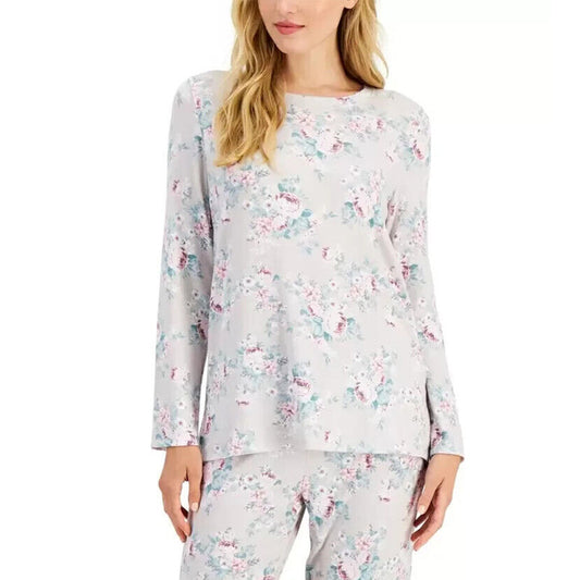 Charter Club Printed Hacci Only Pajama Top Grey S