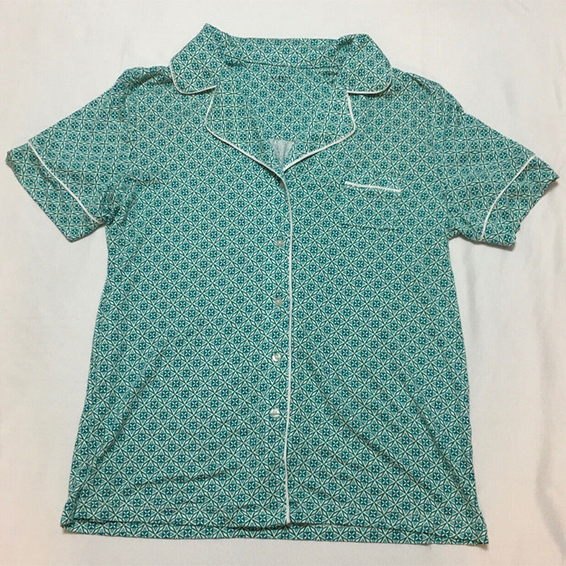 Unbranded Women's Notch Collar Only Pajama Top Aqua M
