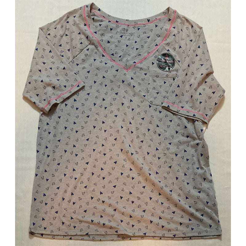 Cuddl Duds Printed Elbow-Sleeve Only Pajama Top Grey M
