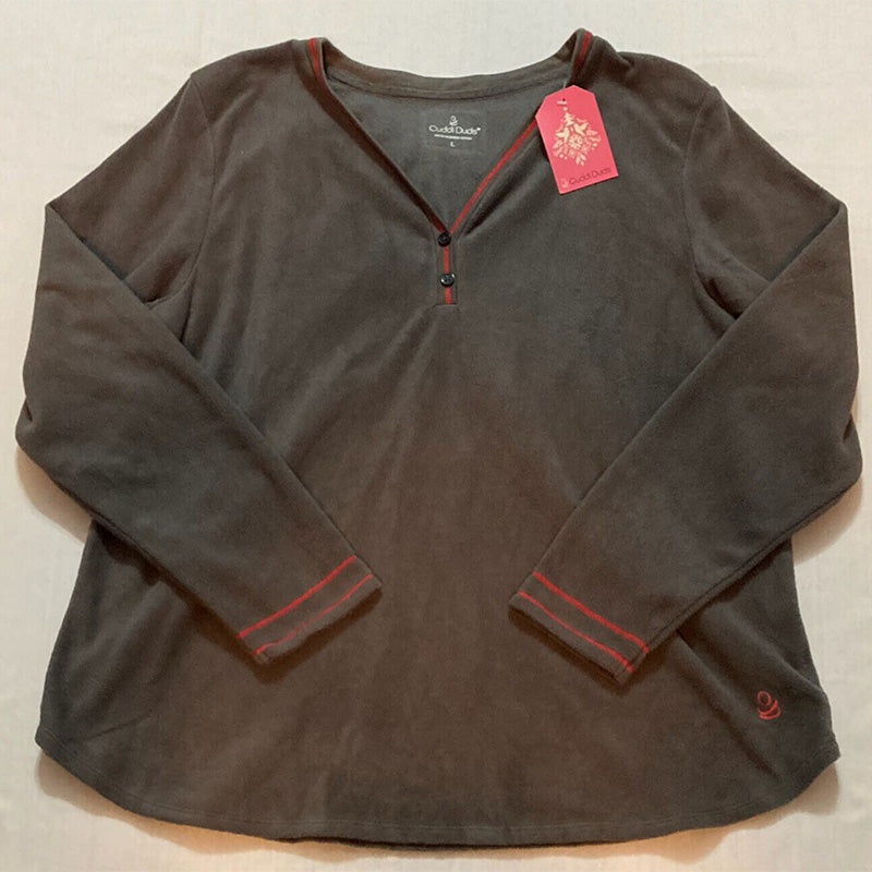 Cuddl Duds Henley Pajama Top Grey L