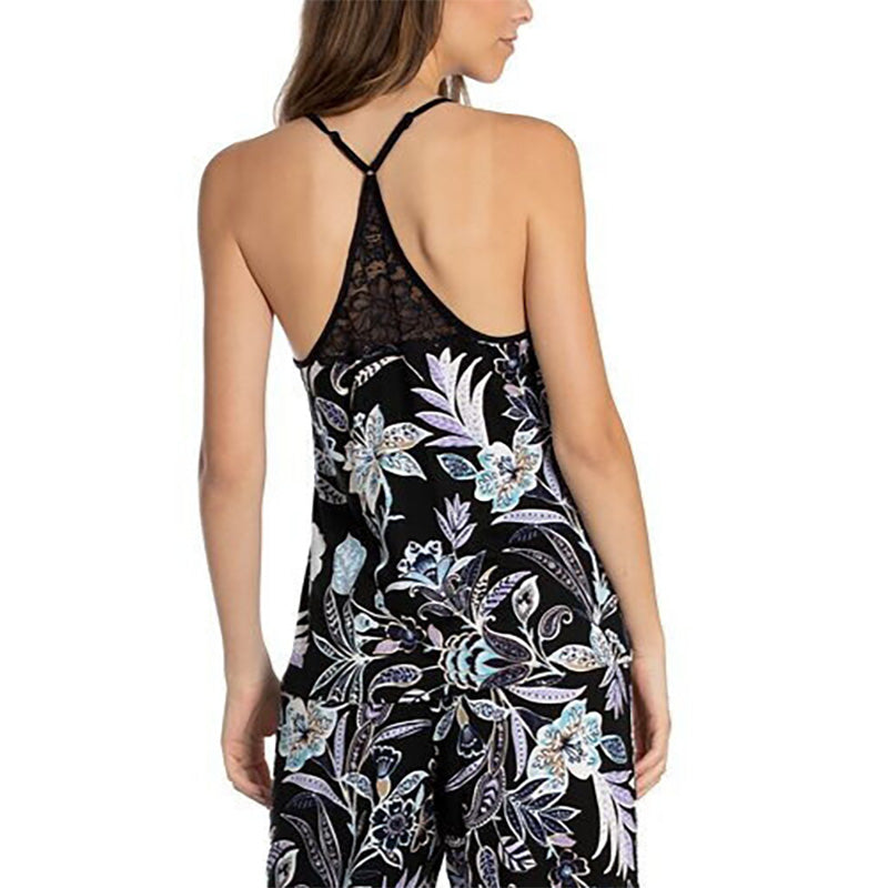 Linea Donatella Floral Batik Pajama Top Black Floral M