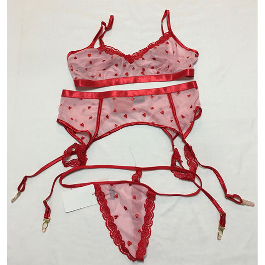 iCollection 3 Pieces Set Lingerie Red M