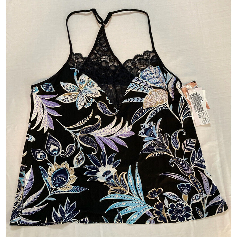 Linea Donatella Floral Batik Only Pajama Top Black Floral L