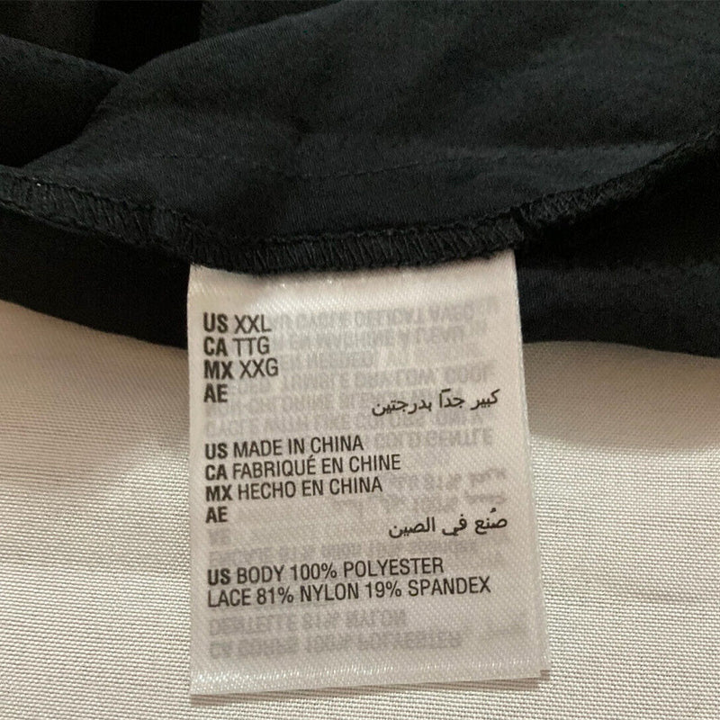INC Lace-Trim Satin Pajama Top Black XXL