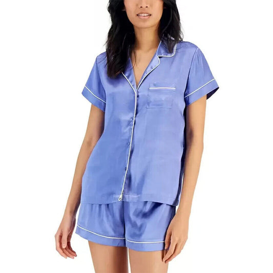 INC Only Pajama Top Notch Collar Purple M