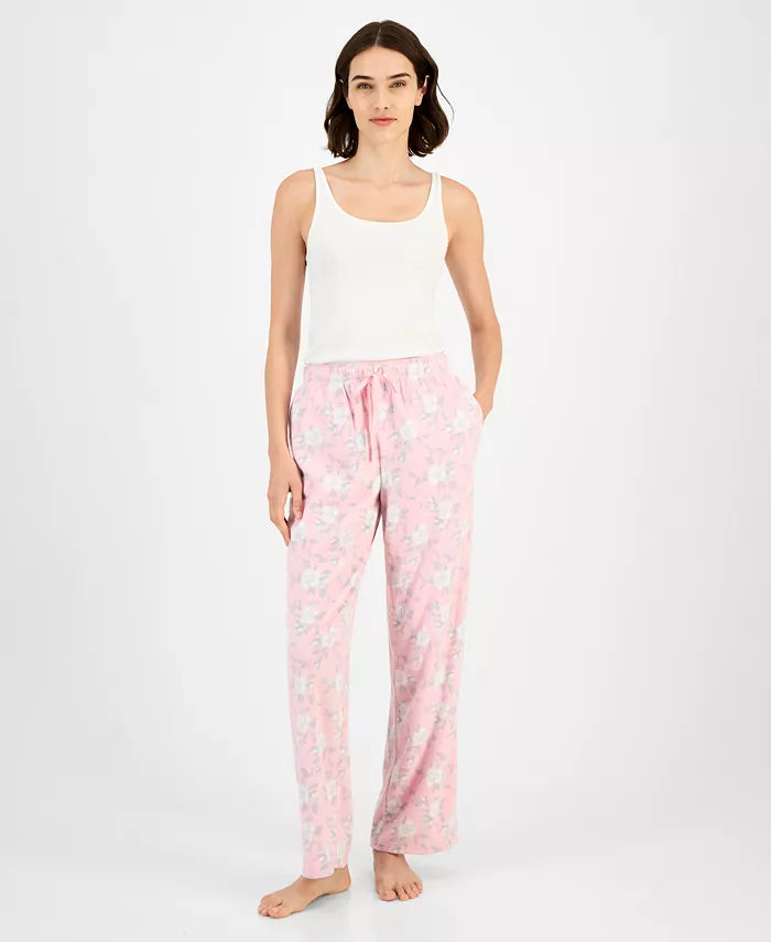 CHARTER CLUB Printed Fleece Pajama Pants BLURRED ROSE XL