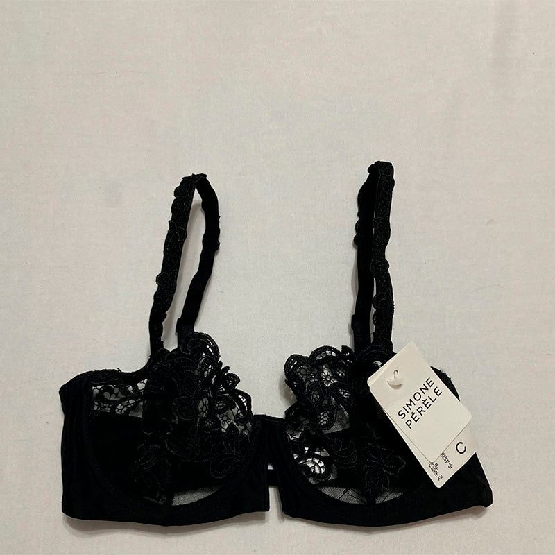 Simone Perele Saga Embroidered Demi Cup Bra  Black 32C