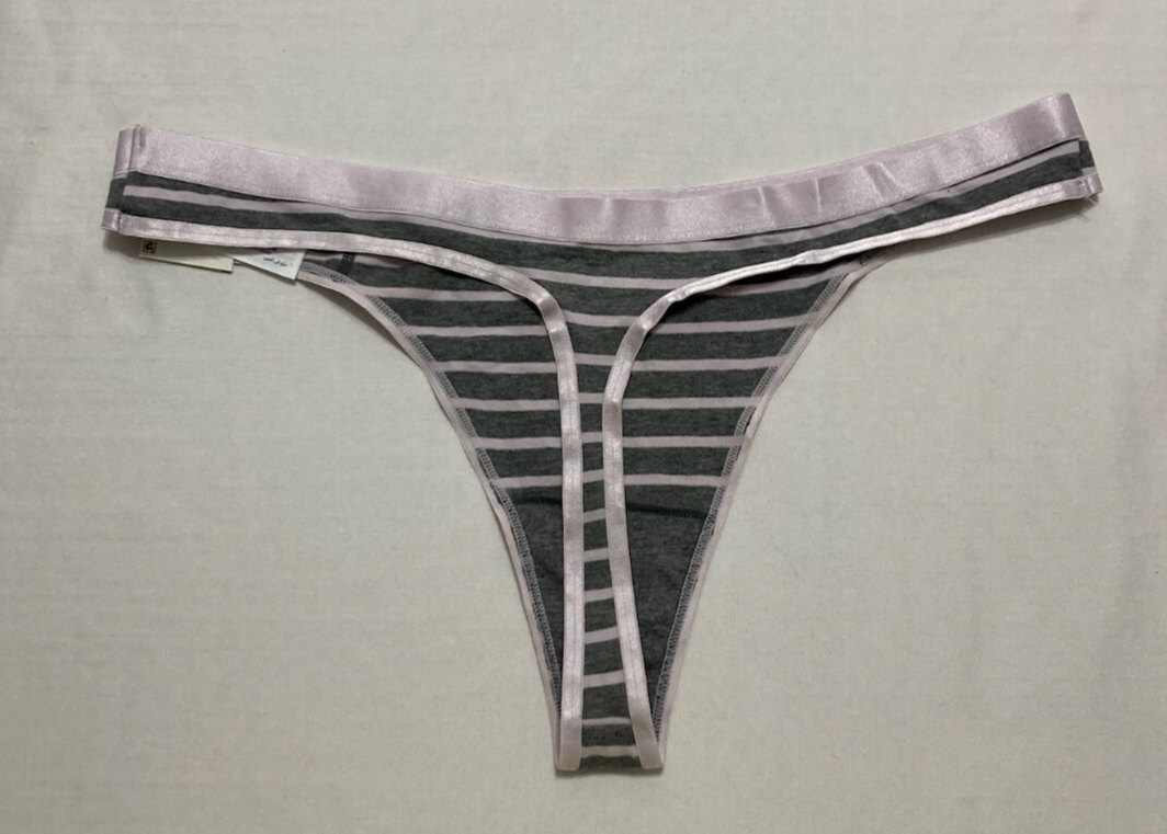 Jenni Striped Thong Panty Black/White XL