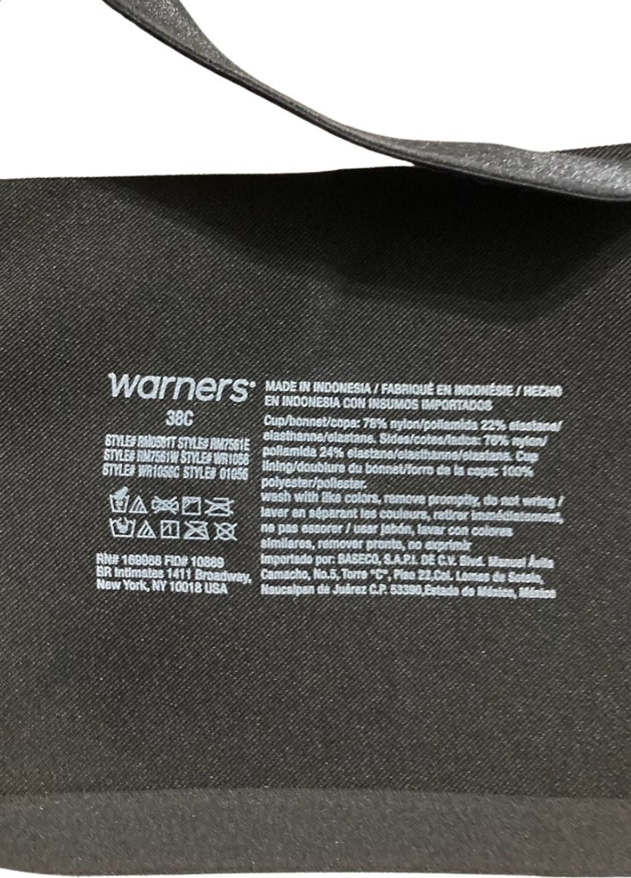 WARNER'S Underarm-Smoothing Comfort Wireless Lightly Lined T-Shirt Bra BLACK 38C