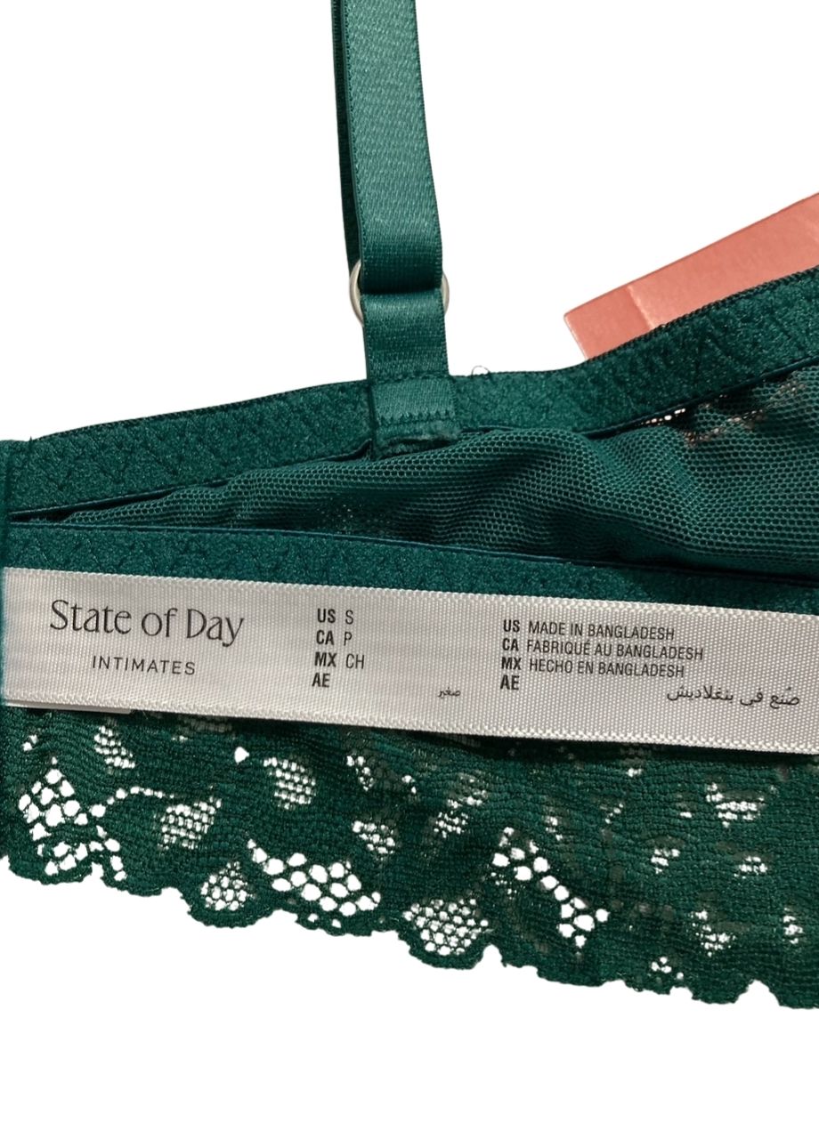 STATE OF DAY Lace Bralette GREEN S