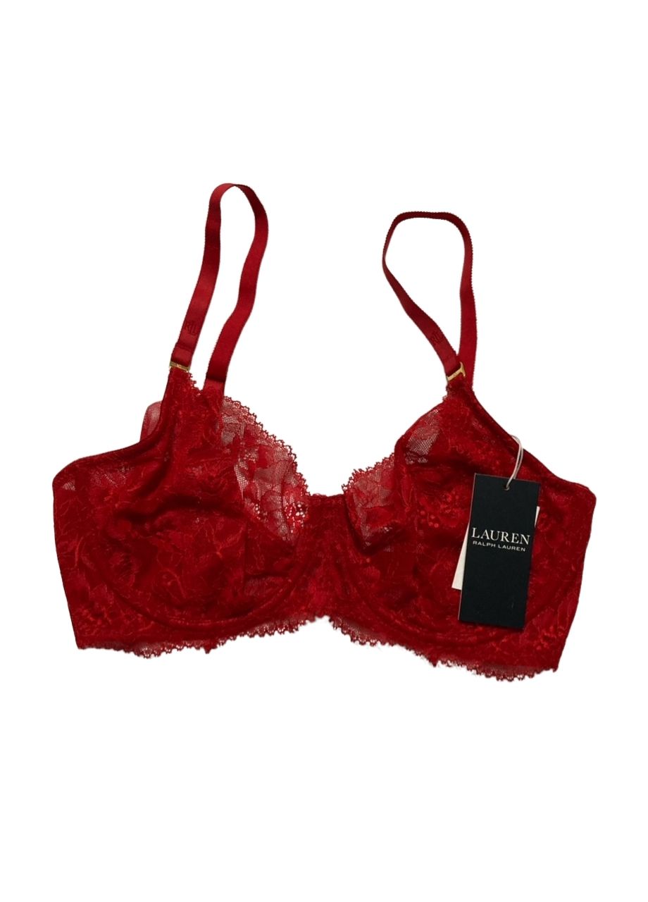 RALPH LAUREN Unlined Lace Full Coverage Bra RED 34D