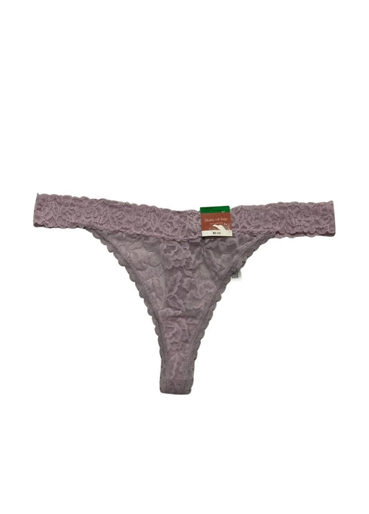 STATE OF DAY Cotton Blend Lace-Trim Thong Underwear PINK L