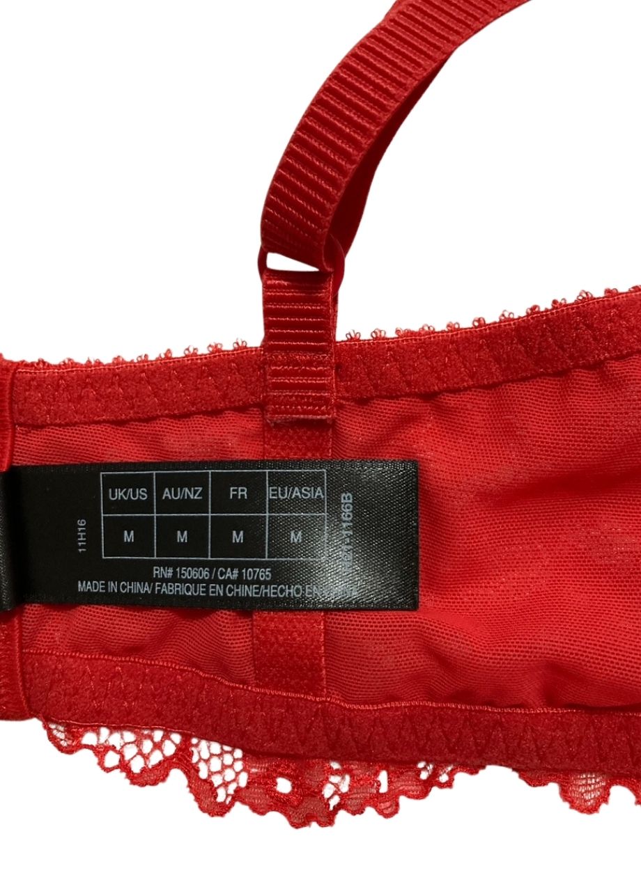 HEIDI KLUM Natural Lace Soft Cup Bra Ribbon RED M