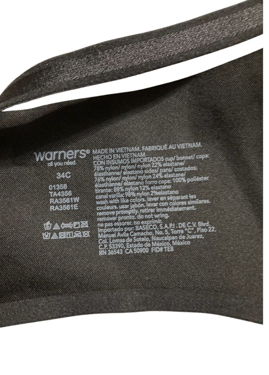 WARNER'S No Side Effects Full-Coverage Underwire Bra BLACK 34C