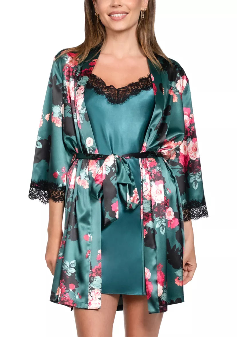LINEA DONATELLA Chemise and Wrapper Set GREEN S
