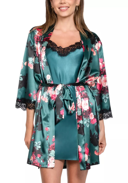 LINEA DONATELLA Chemise and Wrapper Set GREEN S