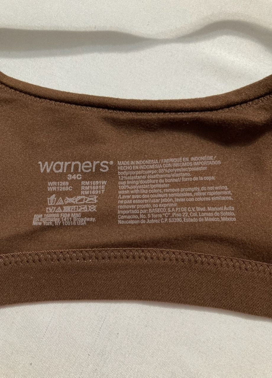 WARNER'S Super Soft Wireless Lightly Lined Comfort Bra MAHOGANY 34C