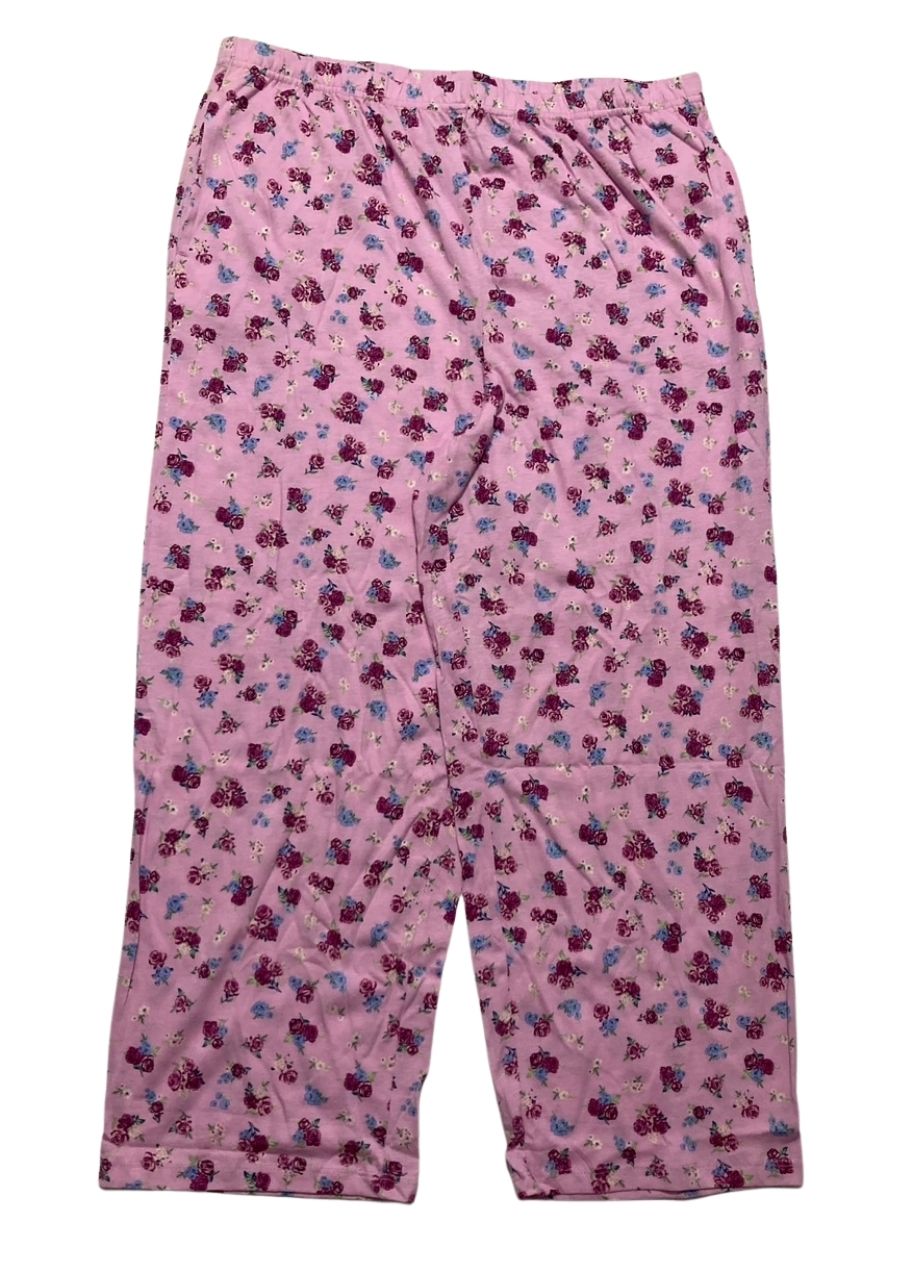 CHARTER CLUB Cotton Printed Cropped Pajamas Set ROSEBUD DITSY M