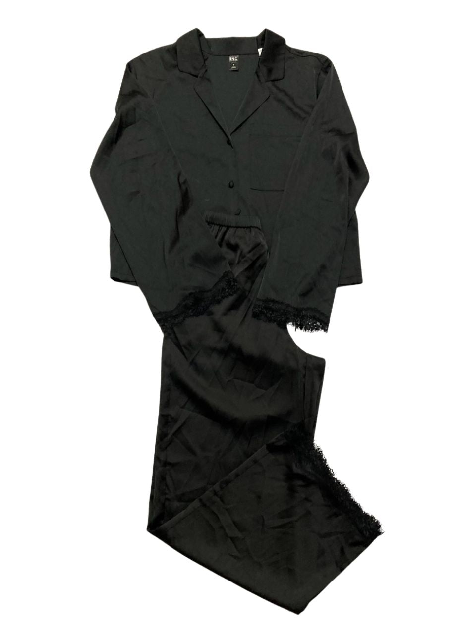 I.N.C Lace Trim Boxy Satin Notch Set BLACK S