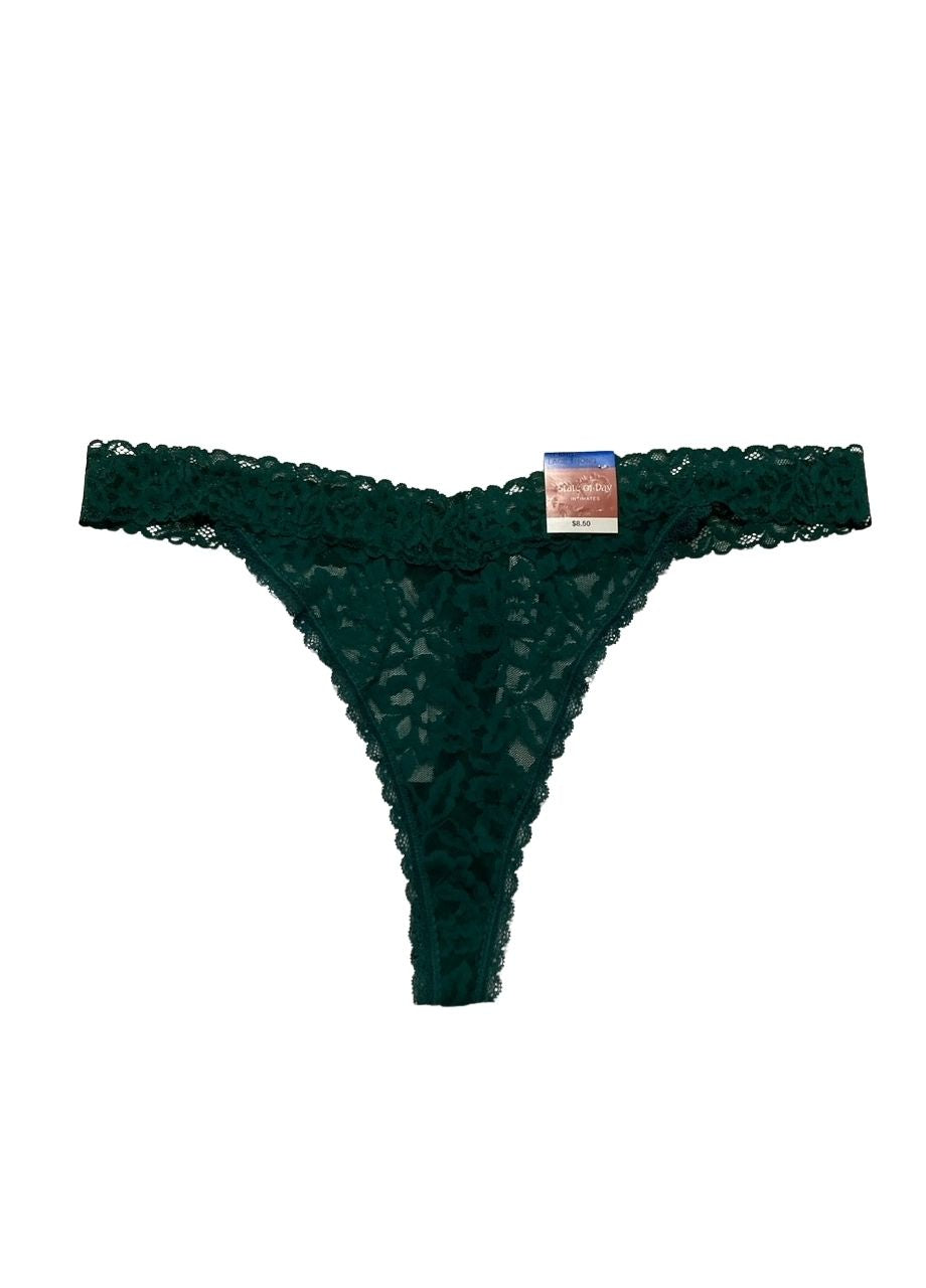 STATE OF DAY Lace Low Rise Thong GREEN XL