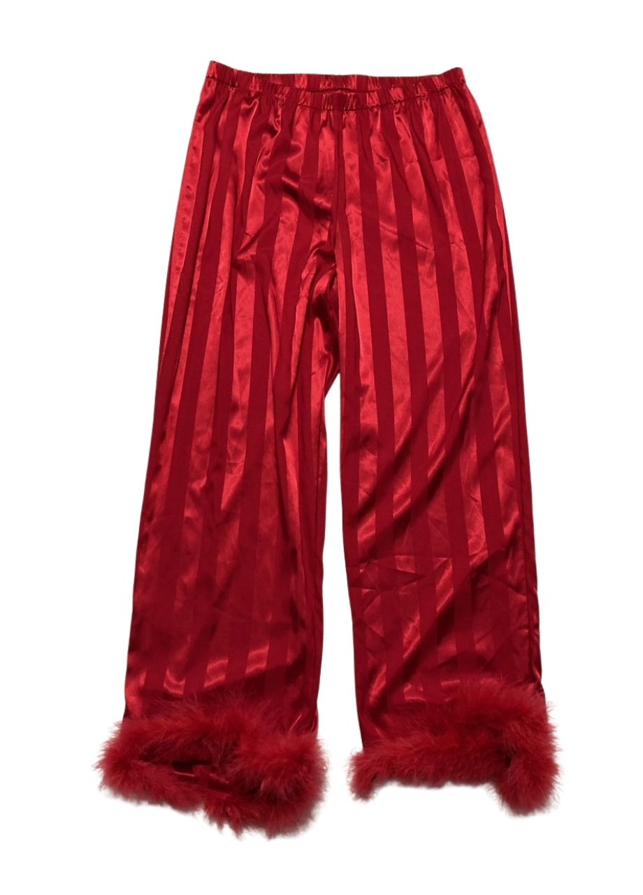 LINEA DONATELLA 2Pc. Lace-Trm Long Pajama Set RED M