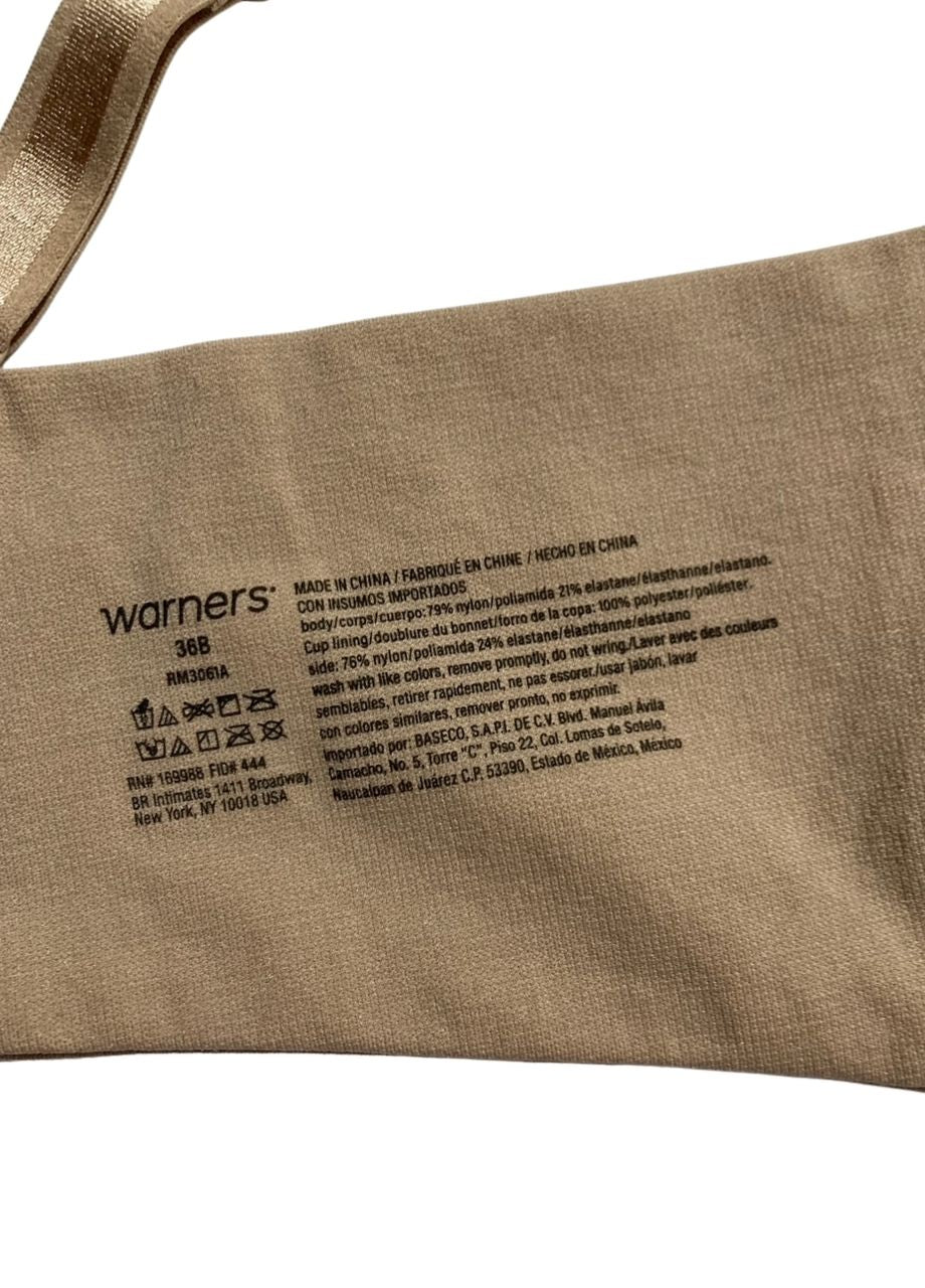 WARNER'S No Side Effects Underarm-Smoothing Wireless Bra TOASTED ALMOND 36B