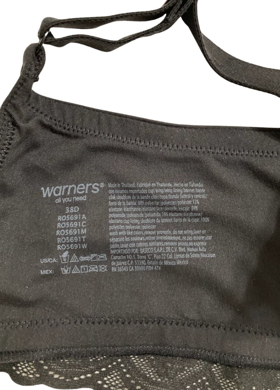 WARNER'S Cloud 9 Wirefree Triangle BLACK 38D