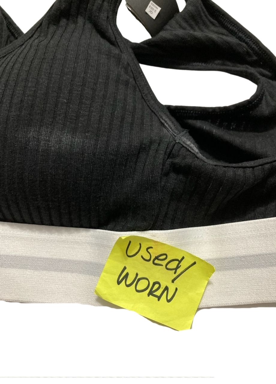 NWD CALVIN KLEIN Modern Cotton-Bralette Sports Bra BLACK S
