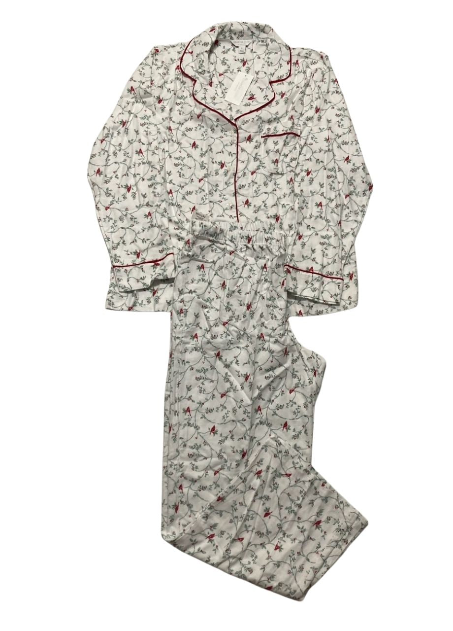 CHARTER CLUB Printed Cotton Flannel Pajama Set WHITE PL