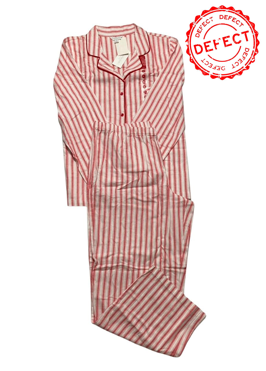 NWD CHARTER CLUB Printed Cotton Flannel Pajama Set, Button Front RED XL