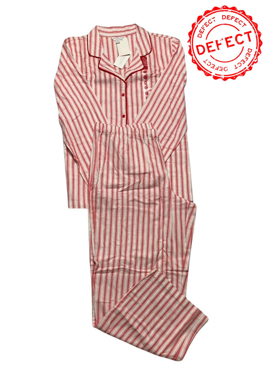 NWD CHARTER CLUB Printed Cotton Flannel Pajama Set, Button Front RED XL