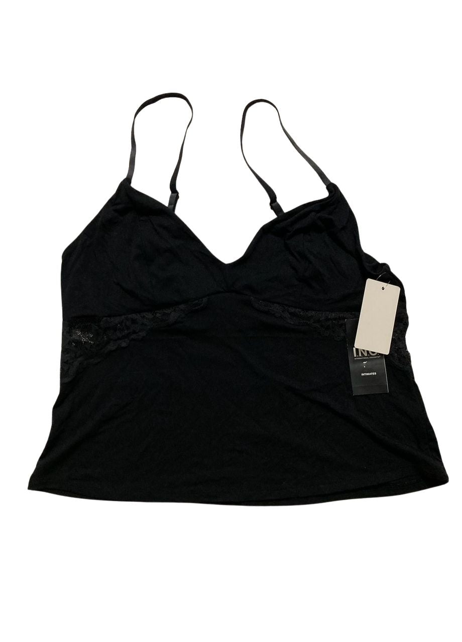 I.N.C Knit Lace-Trim Pajama Top BLACK M
