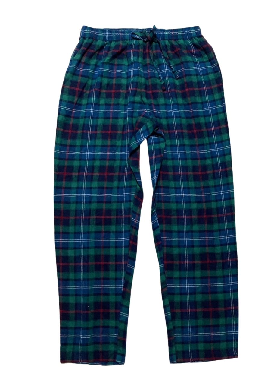 FAMILY PJS Cotton Plaid Notched Pajamas Set NAVY BLUE L