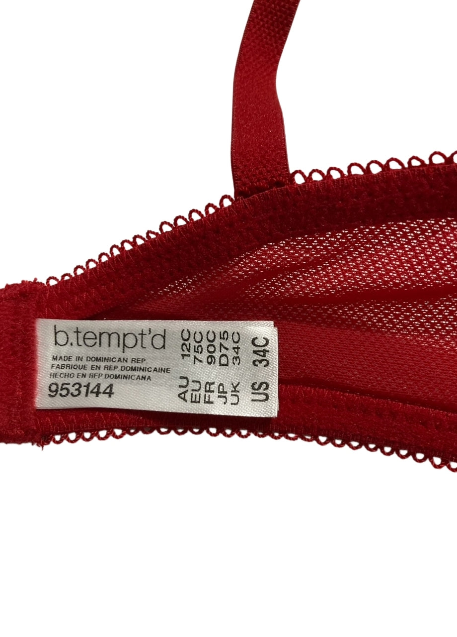B.TEMPT´D Ciao Bella Lightly Padded Balconette Underwire Bra RED 34C