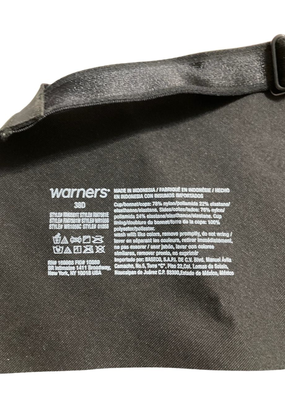 WARNER'S Comfort Wireless Lightly Lined T-Shirt Bra BLACK 38D