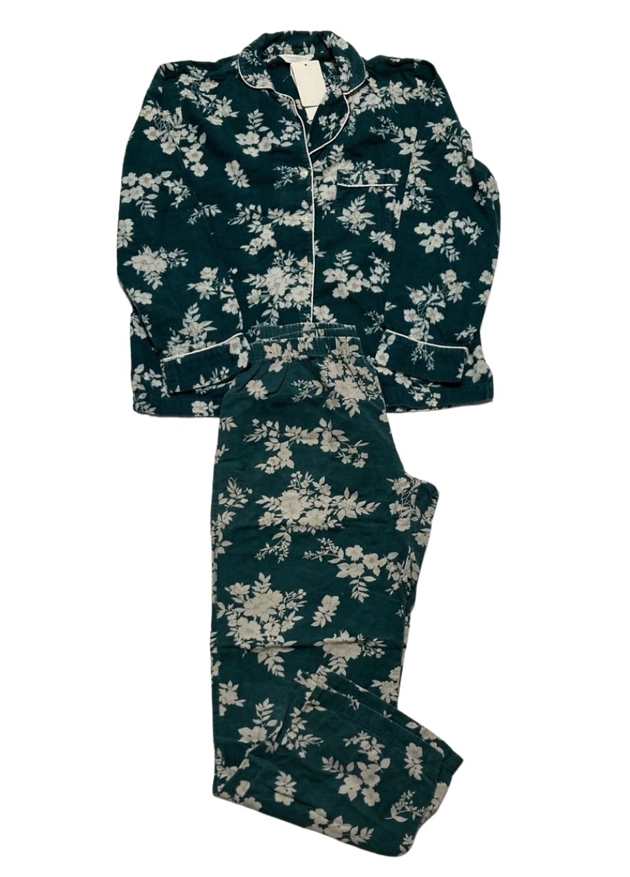 NWD CHARTER CLUB Long-Sleeve Cotton Flannel Packaged Pajama Set GREEN XS